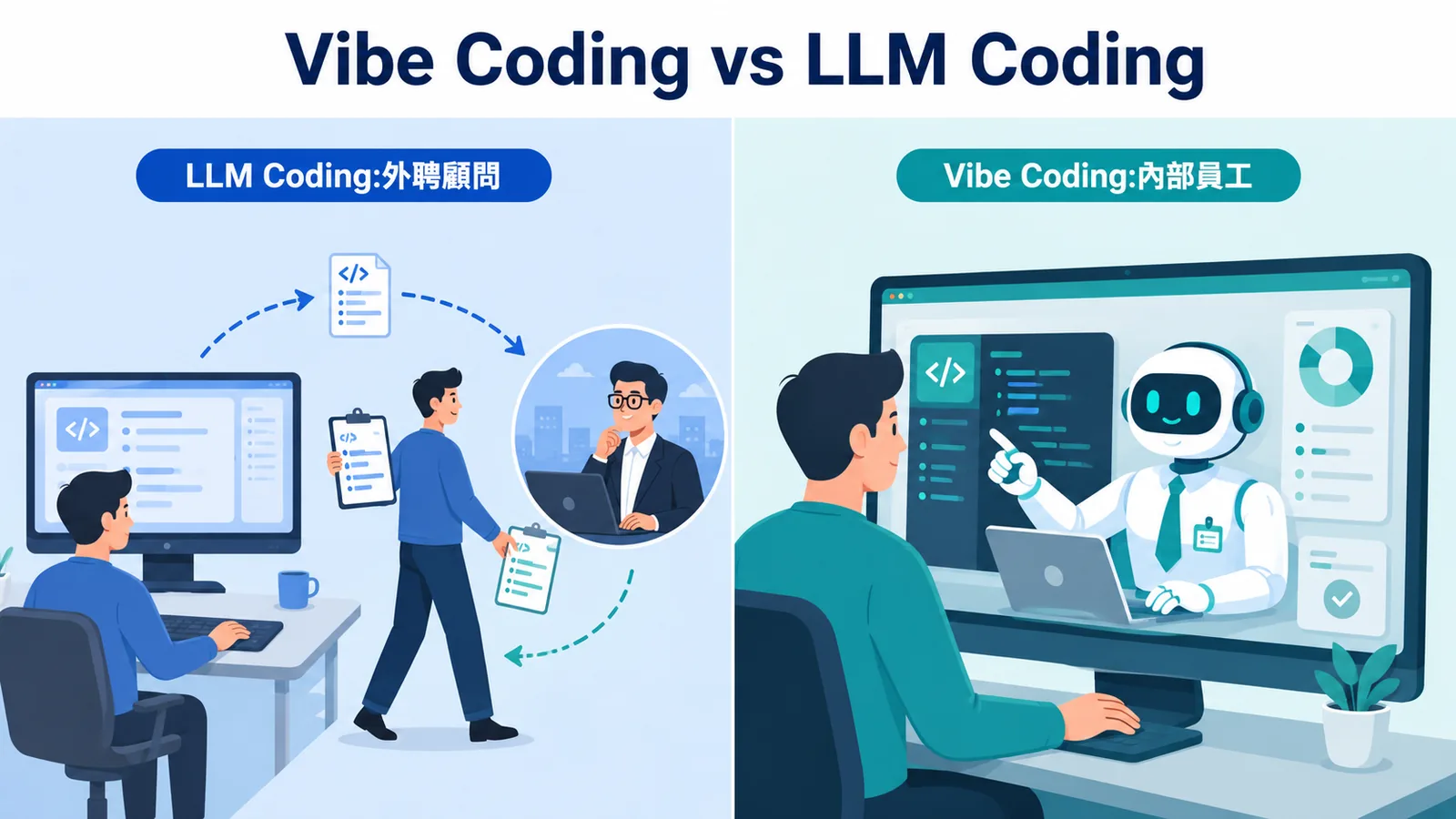 Vibe Coding vs LLM Coding：AI 寫程式的兩種境界