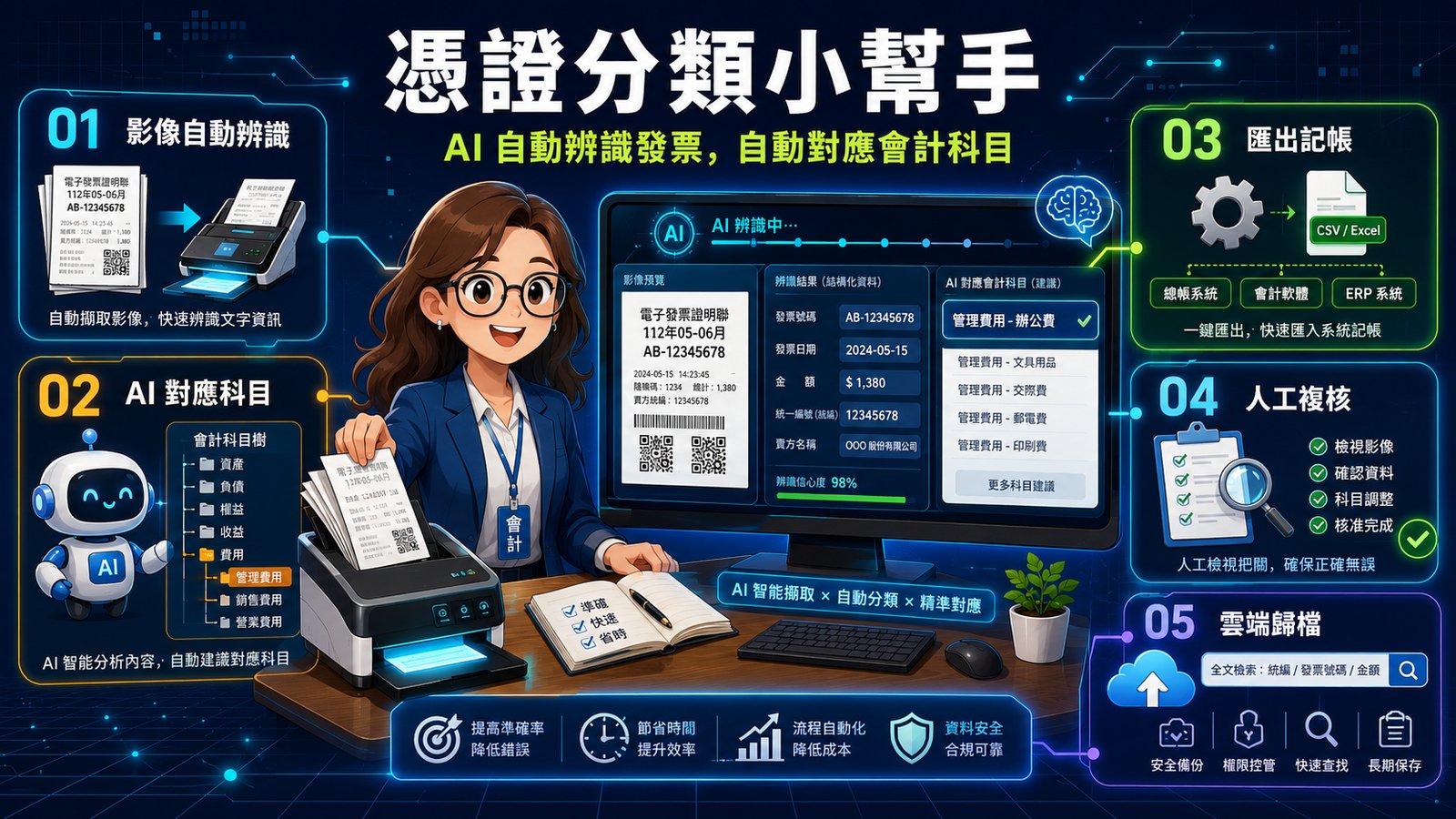 憑證分類小幫手 — AI 自動辨識發票與會計科目 | SRich 祥富數位